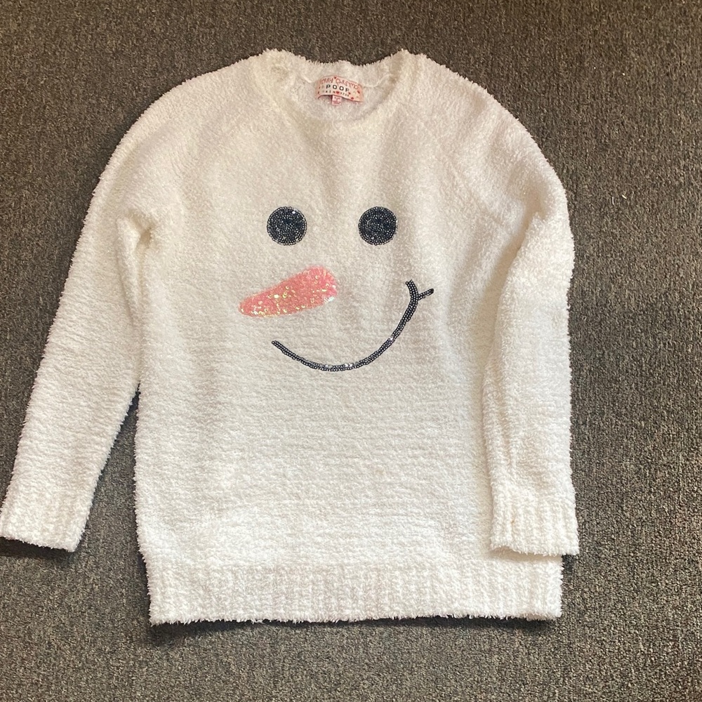 Poof! White Smiley Face Sweater